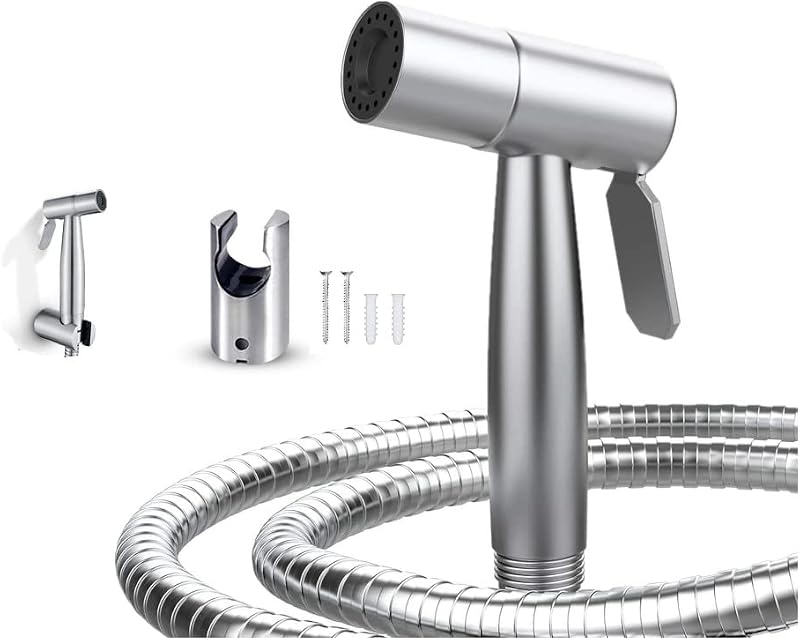 Hairstore Bargain Set Brushed Bidet Sprayer Toilet Holder 1.2m Kit