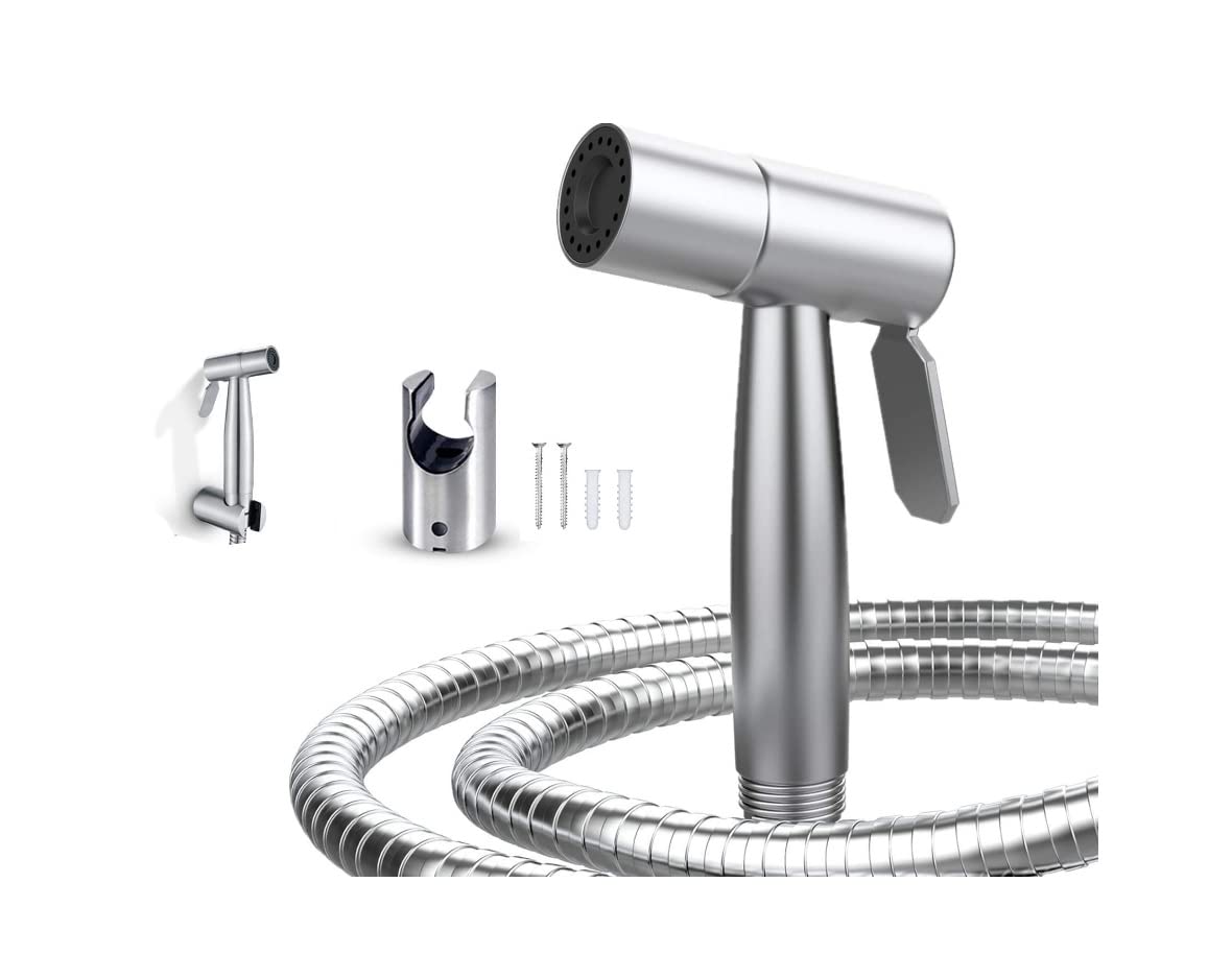 Bargain Set Brushed Bidet Sprayer for Toilet Holder Hose 1.2 m Stainless Steel Sprayer Kit Baby Sprayer Muslim Shattaf
