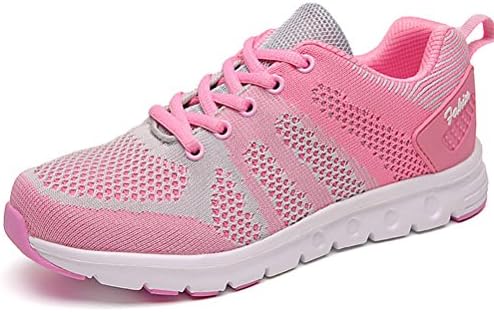 Women's Lightweight Comfortable Running Shoes Breathable Tennis Shoes Sports Shoes Casual Walking Sneakers(US 8, Grey pink-40)