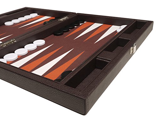13-inch Premium Backgammon Set - Travel Size - Dark Brown Board