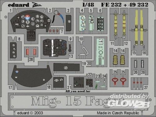 Eduard Accessories 49232 Modellbauzubehör MiG-15 Fagot für Trumpeter Bausatz