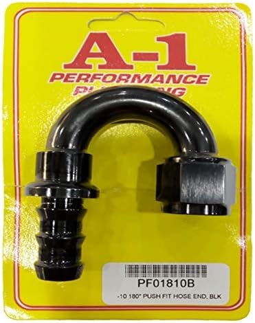 EMUSA AN10 180-Degree Swivel Hose End Fitting – Black On Black For Fuel, Oil, Gas
