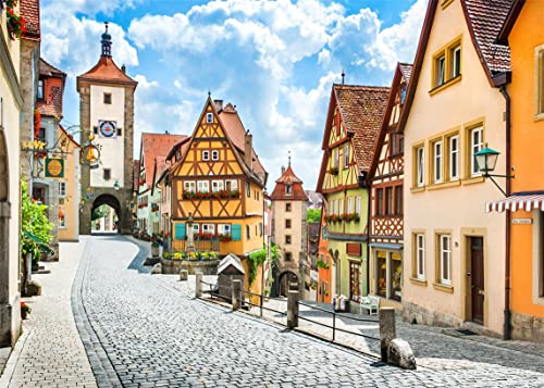 BELECO 3x2m Stoff Oktoberfest Hintergrundbild Deutsche Bayern Altstadt Straße Motiv Oktoberfest Bayerische Festdekorationen Urlaub Reise Kulisse Tapet