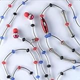WCI Jewel Phones - Fashionable Jewelry Necklace With Quality Stereo Earphones And Microphone - Connect To iPod, iPhone, Droid, Blackberry, MP3 Player And All 3.5mm Audio Devices - Metal Tubes With Red And Blue Gems