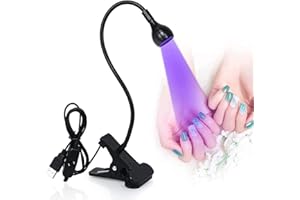 Brokimis Mini UV Lamp for Gel Nails, LED Curing Lamp with Flexible Gooseneck & Clamp 3W Portable Small Manicure UV Light Nail Dryer for Resin Curing Nail Art