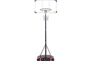 AIDOLY Portable Basketball Hoop Outdoor, Adjustable Basketball Hoops Goal System 44 Inch Shatterproof Backboard, Shock Absorbent Rim, Fillable Base, 2 Wheels for Swimming Pool/Backyard/Driveway