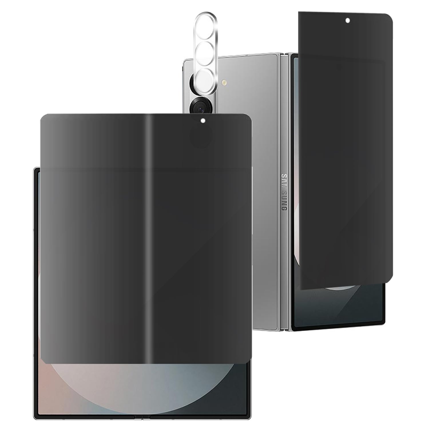 BYIUIHS 2+1 Pack Privacy Matte Screen Protector Designed for Samsung Galaxy Z Fold 6, Anti-peep Outside + Inside Soft Film+1PCS Lens Protector