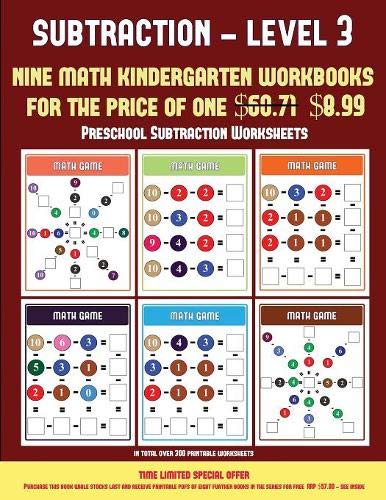 Preschool Subtraction Worksheets Kindergarten Subtraction Taking Away Level 3 30 Full Color Preschool Kindergarten Subtraction Worksheets Includes 8 Printable Kindergarten Pdf Books Worth 60 71 Manning James Workbooks Kindergarten