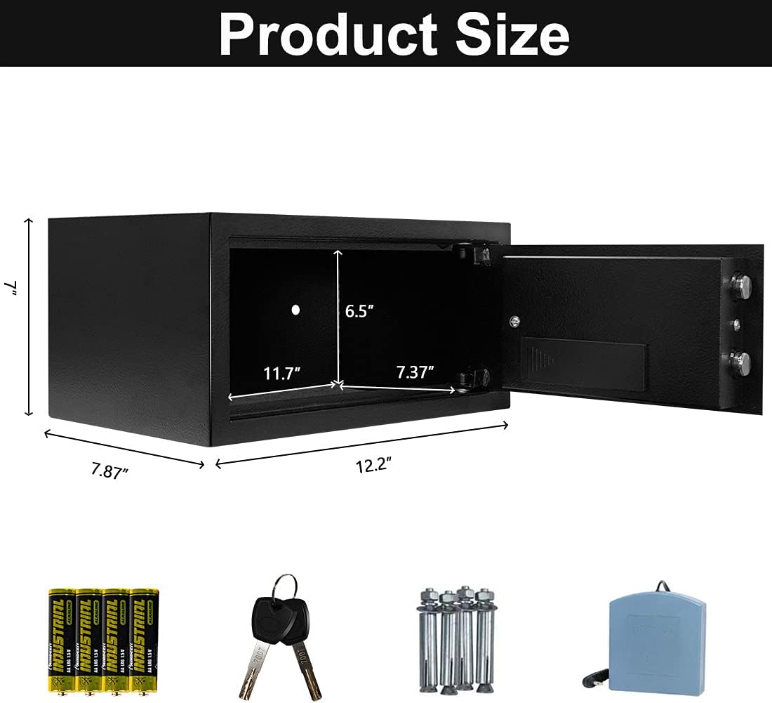 JUGREAT Safe Box with Sensor Light, Electronic Digital Securit Safe Steel Construction Hidden with Lock, High Capacity Electronic Digital Display Home Safe, 0.32 Cubic Feet - - 