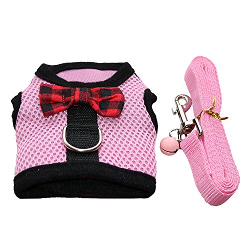 RYPET Guinea Pig Harness and Leash - Soft Mesh Small Pet Harness with Safe Bell, No Pull Comfort Padded Vest for Guinea Pigs, Ferret, Chinchilla and Similar Small Animals