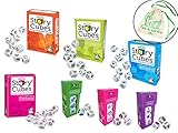 Rory's Story Cubes Bundle - Includes Rory's Story Cubes Original, Actions, Voyages, Fantasia, & Mix Expansions Prehistoria, Enchanted, Clues (7 Items) Gamewright & Myriads Drawstring Bag