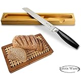 #1 Best Serrated Bread Knife - High Quality Stainless Steel - For Home & Professional Use - 8 Inch Wavy Sharp Blade - Classic Design - FREE Handmade Wooden Storage Case - Lightweight & Easy to Use