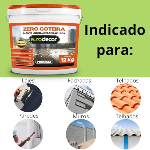 Manta Liquida Emborrachada Premium Euro Decor Zero Goteira 18KG Contra Fissuras Trincas Infiltrações (Branco Neve)