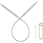 Circular Knitting Needles 16 inch (40cm) Stainless Steel Knitting Needles for Hats, Socks & Baby Booties, Size US 9 (5.5mm) B