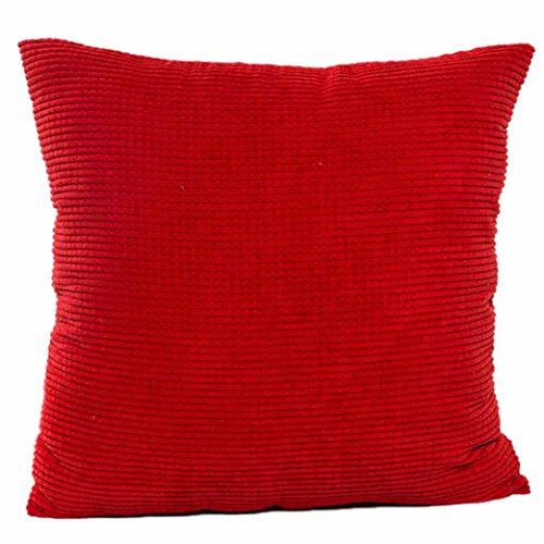 18" x 18" Corduroy Cushion Case,FimKaul Corn Kernels Square Sofa Bed Waist Throw Home Decor Pillow Cases (Red)
