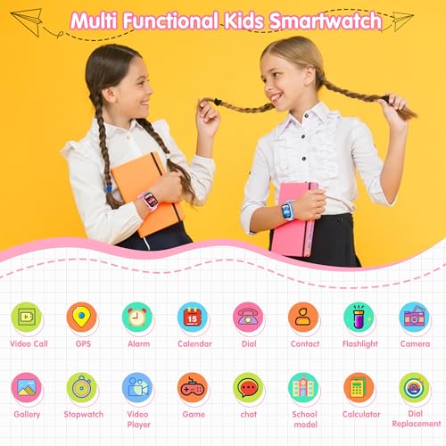 4G Children's Smartwatch with GPS and Calls, Video/Voice Chat/WiFi SMS, School Mode, Games, Alarm Clock, Flashlight, IP68, Bracelet Locator for Children Birthday and Christmas Gift