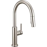 Delta Nicoli Brushed Nickel Kitchen Faucet with Pull Down Sprayer, Modern Single Hole Kitchen Sink Faucet, Single Handle, Sta