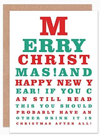 Wee Blue Coo Christmas Cards 6 Pack - Funny Eye Chart Drink Set Blank Xmas, 17.5 x 12.5 cm - Image 4