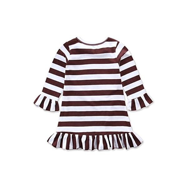 kaifongfu Thanksgiving Outfit,Toddler Baby Girl Turkey Print Dress Stripe Sundress - Image 3