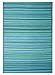Fab Habitat Outdoor Rug - Waterproof, Fade Resistant, Crease-Free - Premium Recycled Plastic - Striped - Large Patio, Deck, Sunroom, Camping, RV - Cancun - Turquoise & Moss Green - 6 x 9 ft