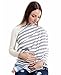 Chalier Nursing Breastfeeding Cover Scarf - Baby Car Seat Canopy - Soft Carseat Canopy Cover - Shopping Cart, Stroller, Carseat Covers - Multi Use Infinity Stretchy Shawl (Gray & White Stripes)