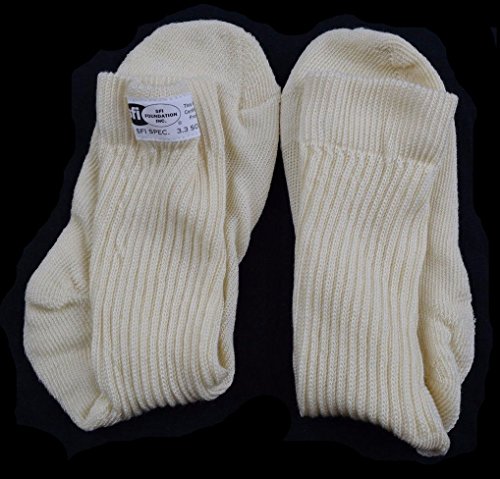 RACING SOCKS SFI 3.3 APPROVED WHITE UNDERWEAR SOCKS NOMEX RJS RACING SIZE LARGE