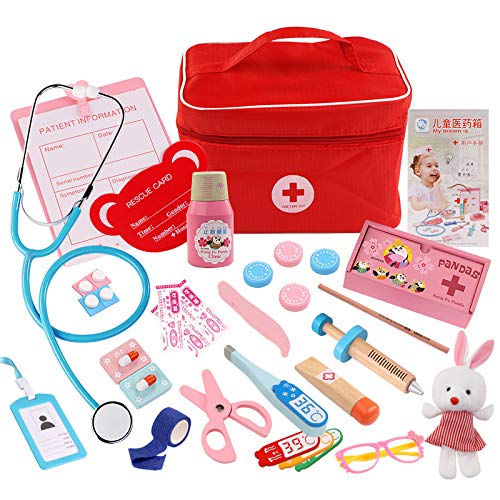 Quality Simulation Bag Medicine BoxChildren's Wooden Quality Simulation Bag Medicine Box Baby Home Simulation Doctor Injection Toy Gift Bag Medicine Kit Baby Simulation Doctor Injection Toy Gift - Thumbnail 6