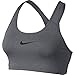 Women's Nike Swoosh Sports Bra, Sports Bra for Women with Compression & Medium Support, Carbon Heather/Anthracite/Black, Large