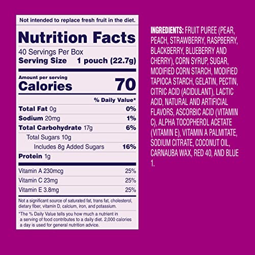 WELCH’S FRUIT SNACKS, BERRIES ‘N CHERRIES, INDIVIDUAL SINGLE SERVE BAGS, 0.8 OZ (PACK OF 40)