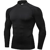 LANBAOSI 3 Pack Mens Mock Turtleneck Compression Shirts Long Sleeve Sun Protection Shirts Cooling Workout Gym Tops Undershirt