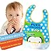 ZEAMO Baby Bibs Waterproof Feeding Bib Foldable Travel Baby Bibs with Wide Catcher Pocket 4 Pack (Colorful)