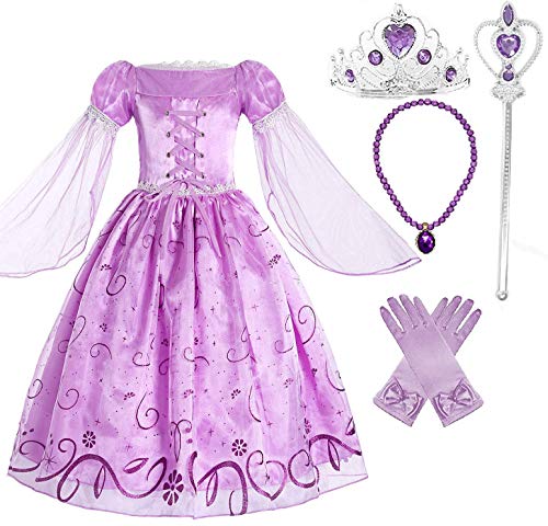 Romy's Collection Girls Rapunzel Deluxe Princess Dress Costume (6-7)