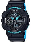 Men's Casio G-Shock Anti-Magnetic Black and Neon Blue Resin Watch GA110LN-1A