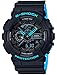 Men's Casio G-Shock Anti-Magnetic Black and Neon Blue Resin Watch GA110LN-1A