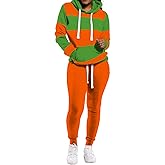 TOPONSKY Womens 2 Piece Tracksuit Long Sleeve Warm Up Outfit Patchwork Pants Set