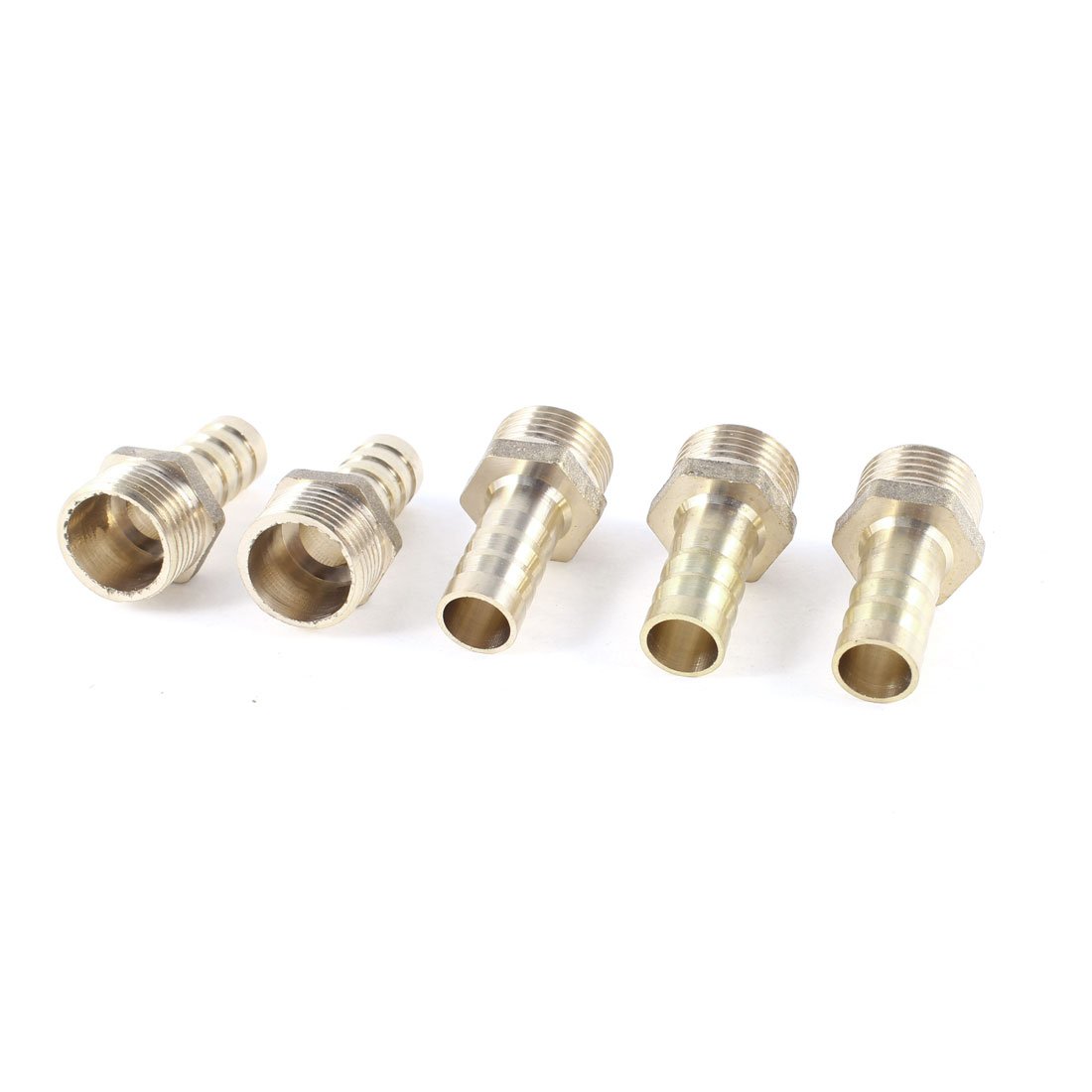 Sourcingmap 5 Pcs 3/8"PT Male Thread to 10mm Hose Barb Brass Straight Coupling Fitting