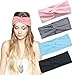 DRESHOW 4 Pack Headbands Vintage Elastic Printed Head Wrap Stretchy Moisture Hairband Twisted Cute Hair Accessories (4 Pack Criss Cross)