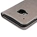 HTC M9 Leather Case, HTC One M9 Case Wallet, MOLLYCOOCLE PU Leather Wallet Embossed Florals Kickstand Magnetic Flip Case Card Holders & Hand Strap Case Cover for HTC One M9 / HTC M9 -Gray