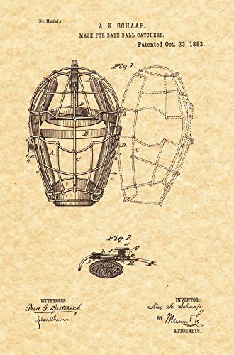 Baseball Catcher's Mask Patent Print 1883 - (8.5" X 11")