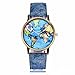 MINILUJIA Travel The World Watch Cool Unique Airplane Moving Flying World Map Watch with Blue Jeans Color Watch Band