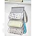 mDesign Fabric Baby Nursery Closet Organizer for Blankets, Towels, Bibs, Diaper Bags - Hanging, 5 Pockets, Gray