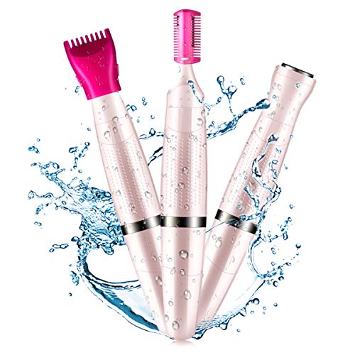 Bikini Trimmer for Women, 3 in 1 Electric Ladies Shaver Facial Hair Painless Removal Eyebrow Trimmer Waterproof Razor