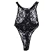 FEESHOW Men's Lace Lingerie Thongs G String Underwear Leotard Bodysuit Singlet Black one size