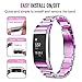 Oitom Stainless Steel Bands Compatilbe with Fitbit Charge 2,Premium Stainless Steel SS Metal Replacement Watch Band Strap for Smart Fitness Watch (Colorful Rainbow)