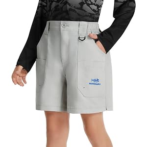 BASSDASH Youth 5" Fishing Shorts UPF 50+ Water Resistant Quick Dry Boys Girls Hiking Cargo Shorts with Pockets FP03Y