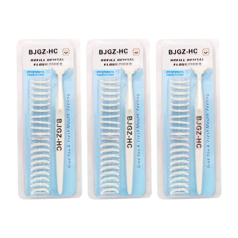 Photo 1 of Portable BJGZ-HC Dental Flosser Kit with 20 Refill Heads - Ergonomic Snap-On Design for Effective Teeth Cleaning, Oral Hygiene Care for Adults & Travel Use (one Size, White)