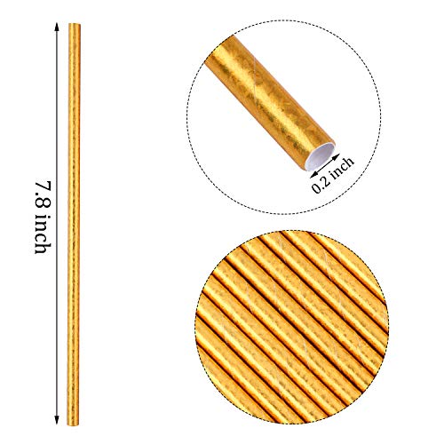 URATOT 100 Stück goldene Papierstrohhalme Trinkhalme glitzernde Metallicfolie Gold Papierstrohhalme für Happy Birthday… – Bild 3