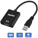 USB to HDMI Adapter, USB 3.0 to HDMI 1080P Video Graphics Cable Converter with Audio Output for Multiple Monitors, Compatible with Windows