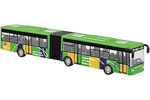 Generic Simulation Transit Bus Model, Alloy Pull Back Bus Diecast Bus Toy, Two Section Articulated Bus Toy for Reward, Green