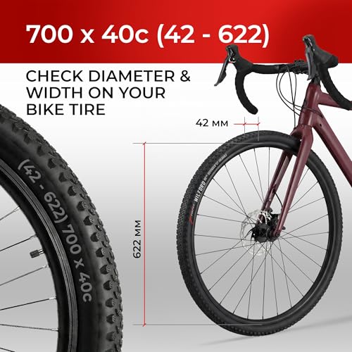 Fincci Gravel 700x40c (42-622) Pair Folding Puncture Protection Nylon 60 TPI Tyres - Pack of 2 Tyres Ideal for Mountain Biking, Gravel and Bike Travel, Grip and Comfort Off Road
